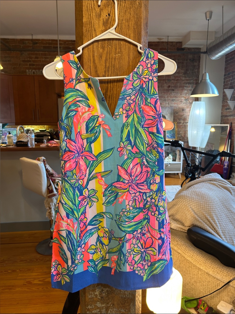 Lilly Pulitzer Sleeveless Floral Shift Mini Dress in Pink, Green & Blue